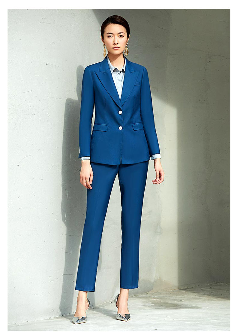 女士孔雀藍西服定做款式圖片